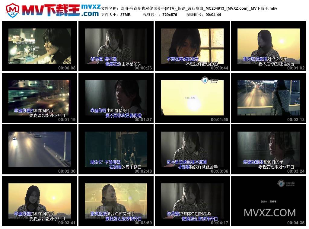 蓝雨-应该是我对你说分手(MTV)_国语_流行歌曲_MC204913